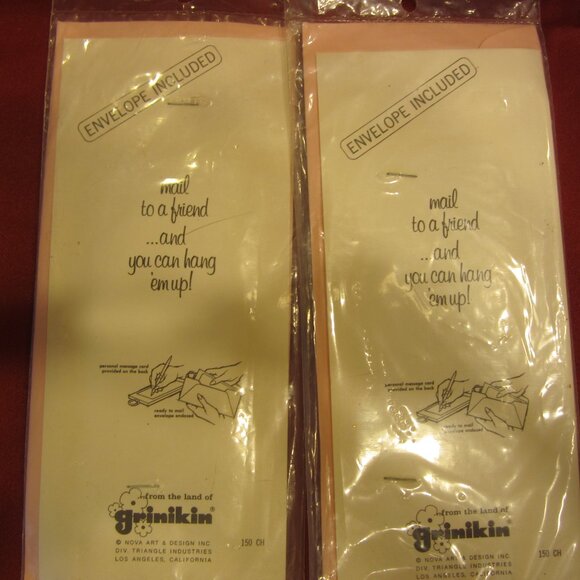 VTG 80'S GRINIKIN MAILABLE ORNAMENTS, HANDMADE, W/ENVELOPE, CUTE IDEA PRESENT - Picture 4 of 4